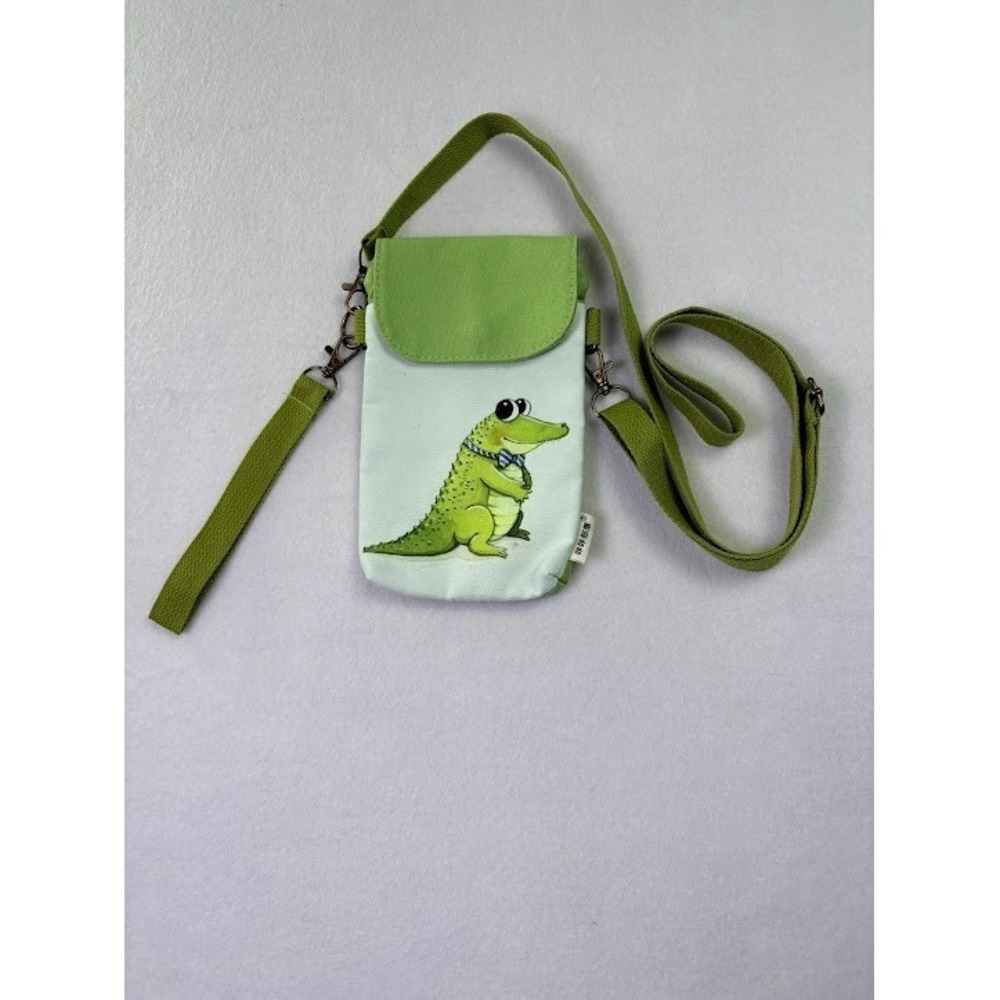 Women's KK Bags Crossbody Bag Crocodile with Bow Tie Design Green/White